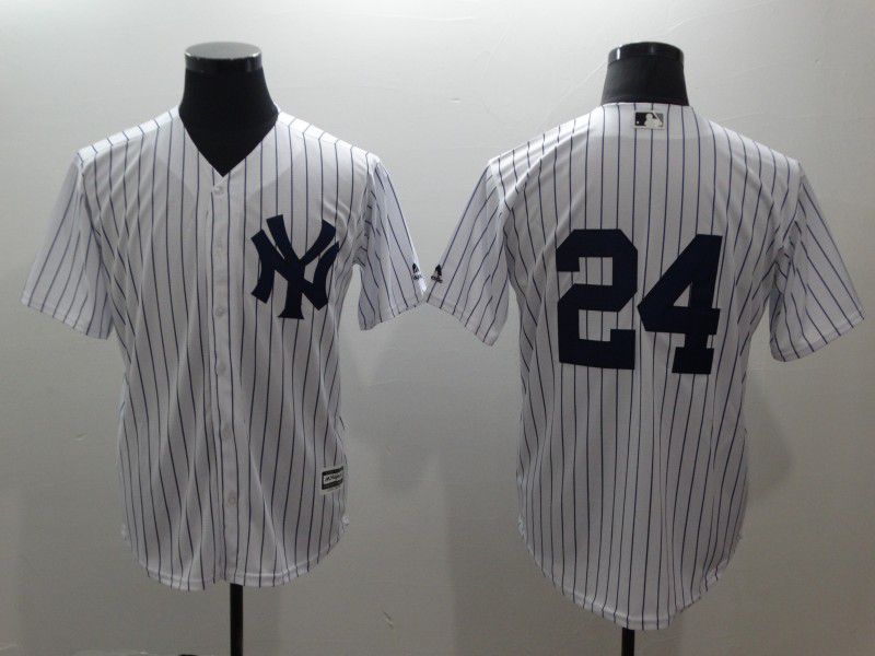 Men New York Yankees #24 No name White stripes Game MLB Jerseys->new york yankees->MLB Jersey